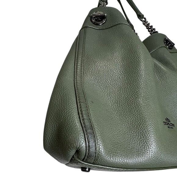 Coach Edie 31 Shoulder Bag Green Pebbled Leather Chain Strap Tote 36855 - Picture 2 of 16